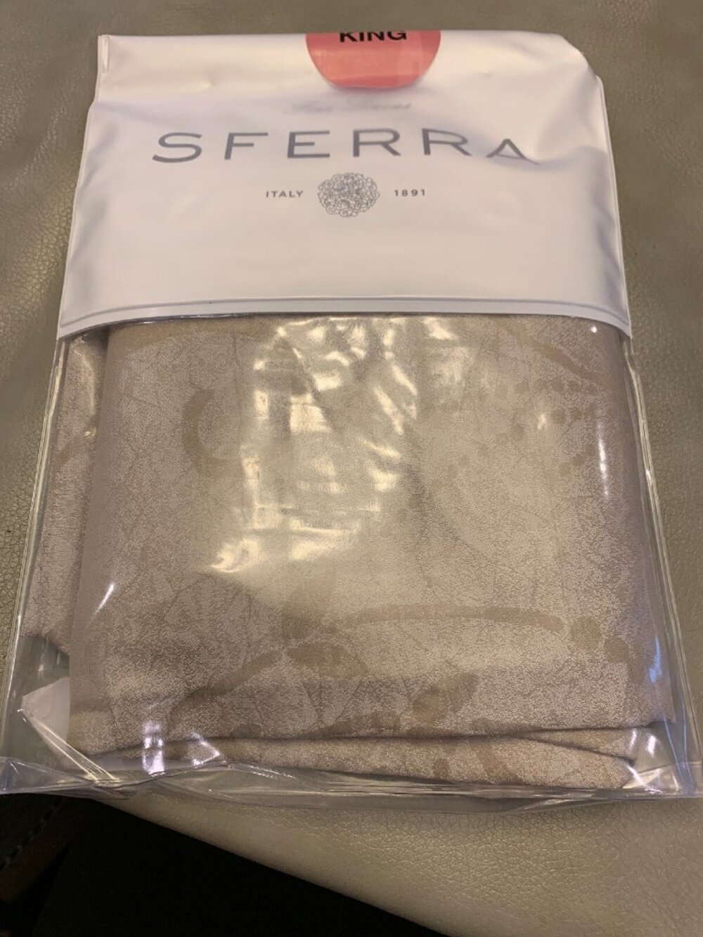Sferra Ambra King Sham Sable Egyptian Cotton Silk Sateen